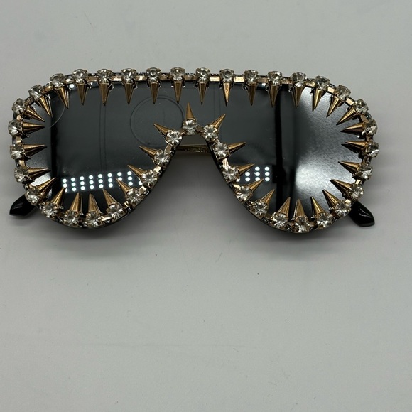 Studded Black and Gold Sunglasses - Picture 4 of 4
